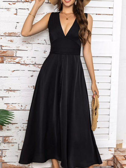 Hazel Blues® | Slit V-Neck Sleeveless Dress