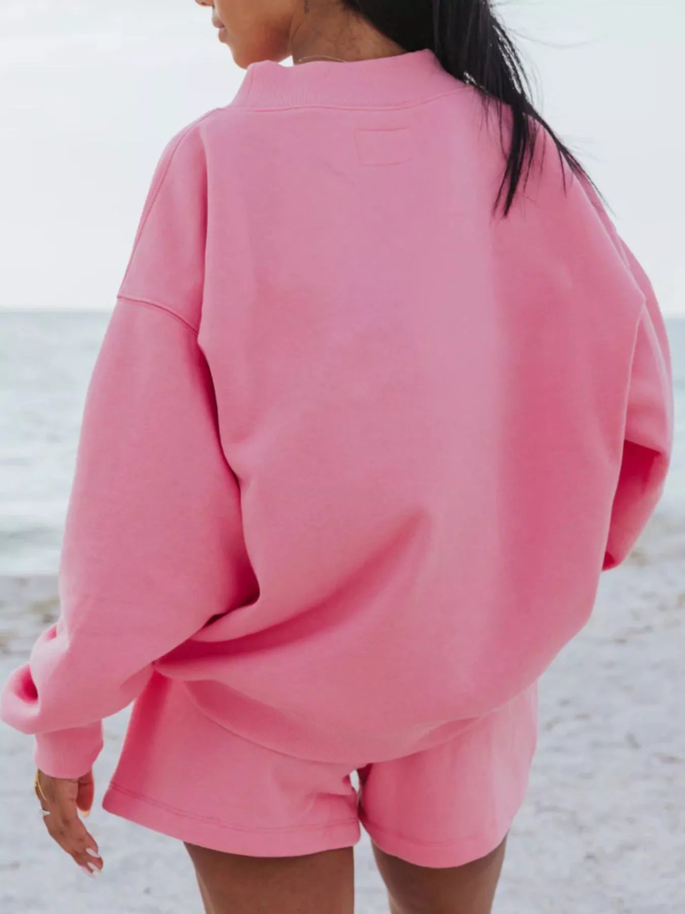 Hazel Blues® |  Relaxed Fit Round Neck Sweatshirt and Shorts Set