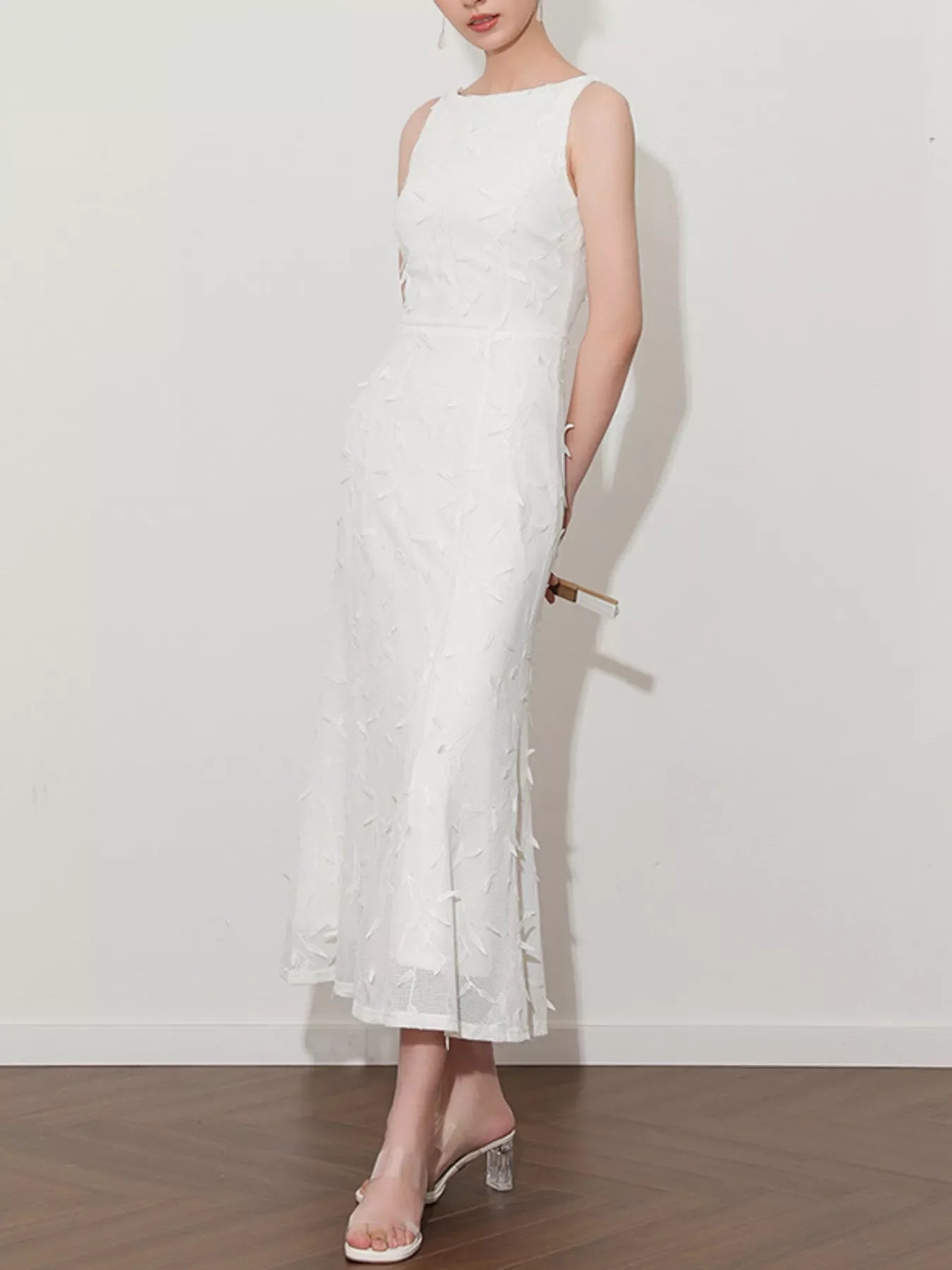 Hazel Blues® |  Sleeveless Floral Applique Midi Dress