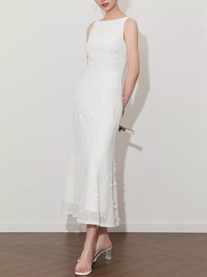 Hazel Blues® |  Sleeveless Floral Applique Midi Dress