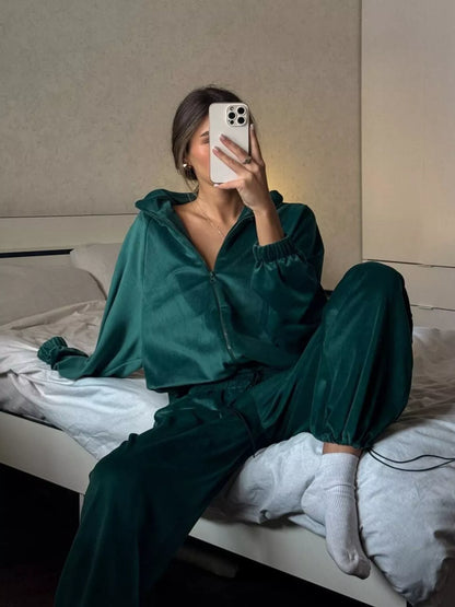 Hazel Blues® |  Zip Up Long Sleeve Outerwear and Pants Set