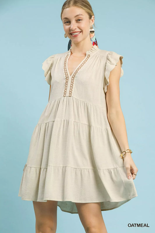 Hazel Blues® |  Umgee Linen Tiered Baby Doll Dress