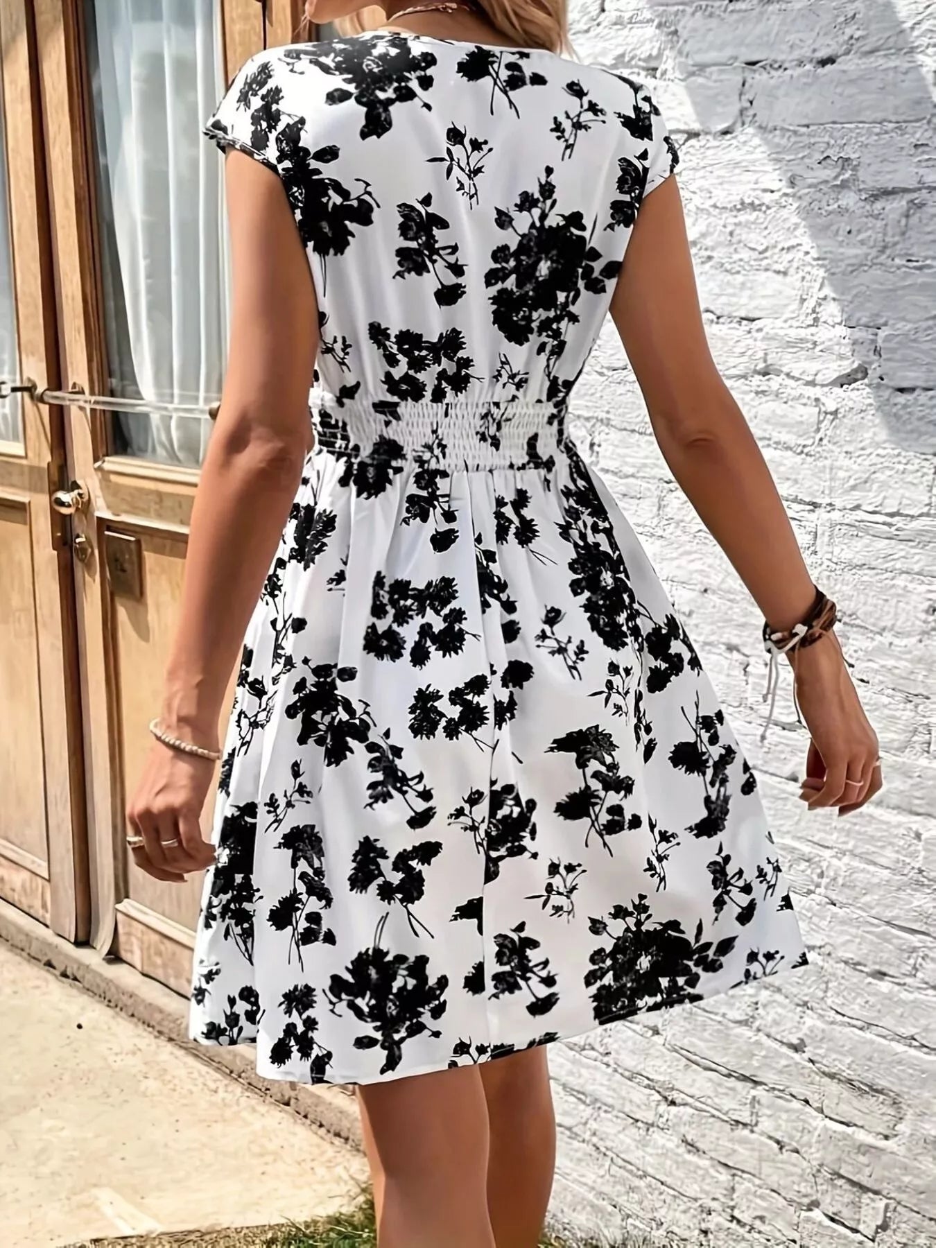 Hazel Blues® |  Floral Print Surplice Mini Dress