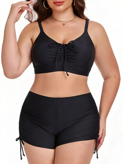Hazel Blues® | Ruched Drawstring Swim Set