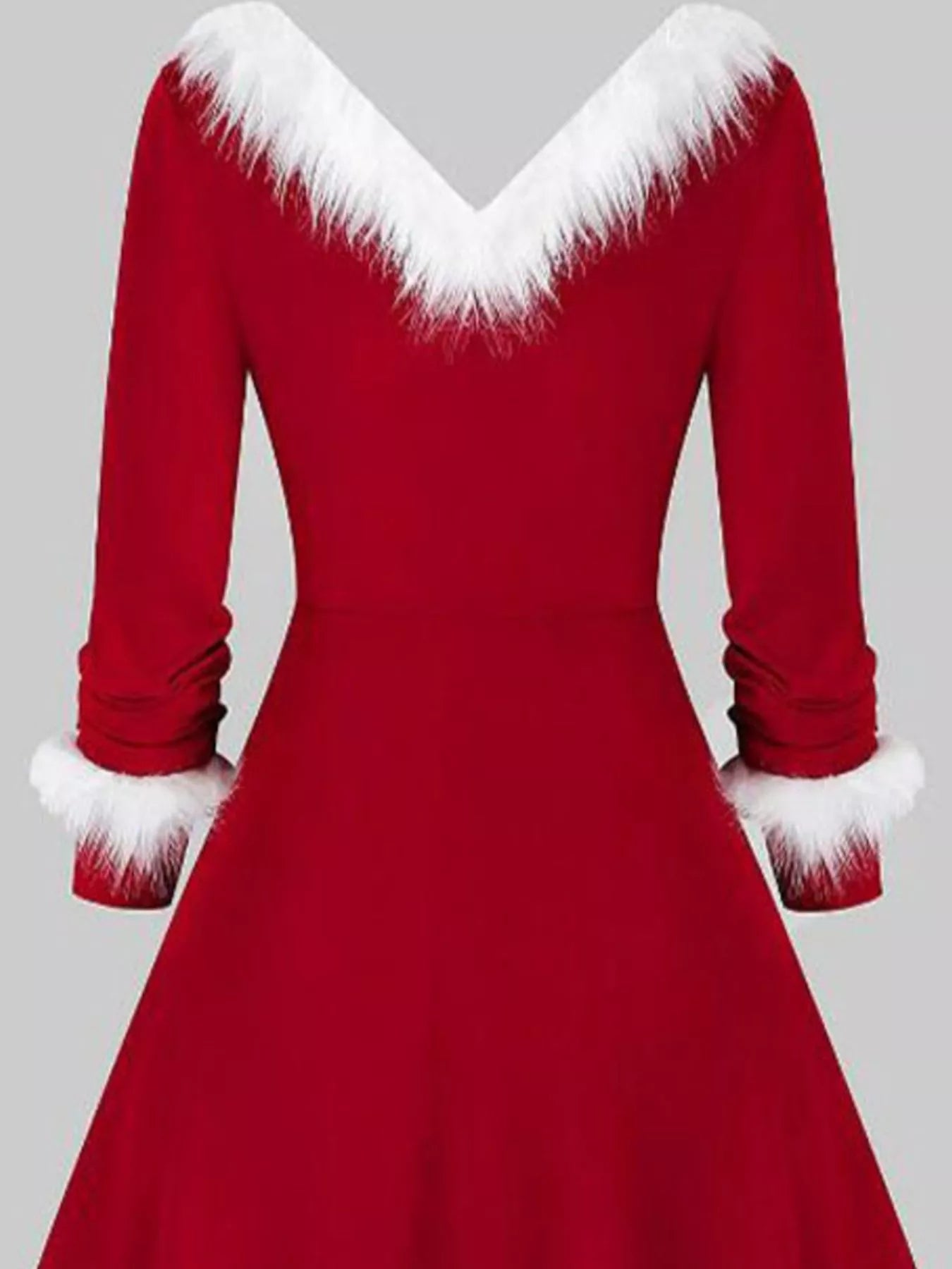 Hazel Blues® |  Fuzzy Trim Long Sleeve Christmas Dress