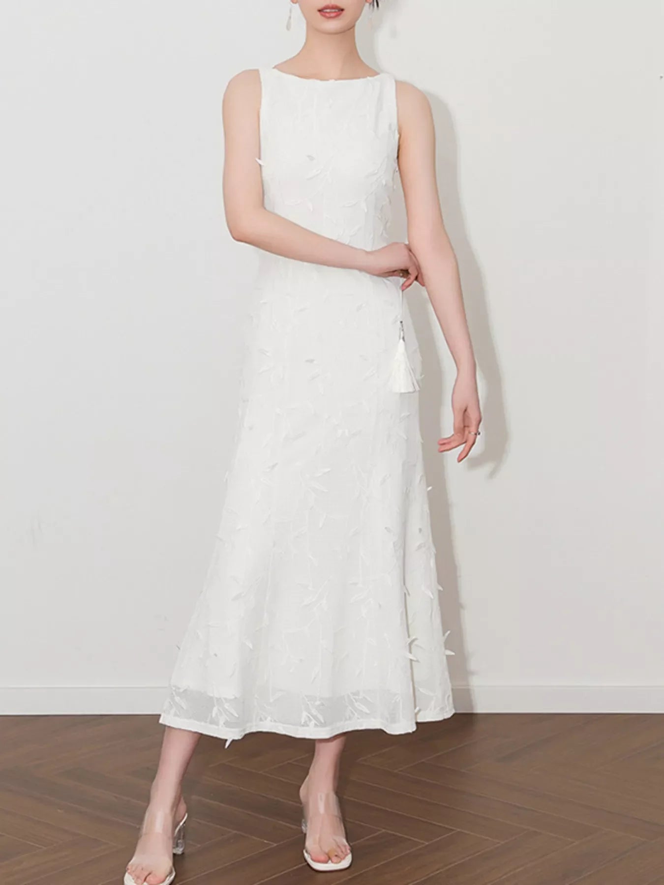 Hazel Blues® |  Sleeveless Floral Applique Midi Dress