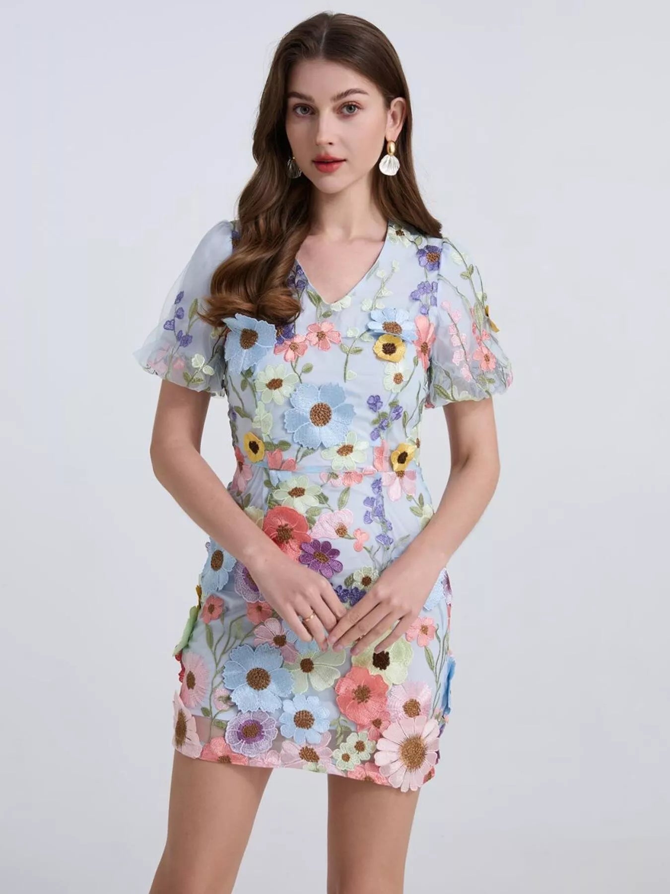 Hazel Blues® |  Floral Puff Sleeve Mini Dress