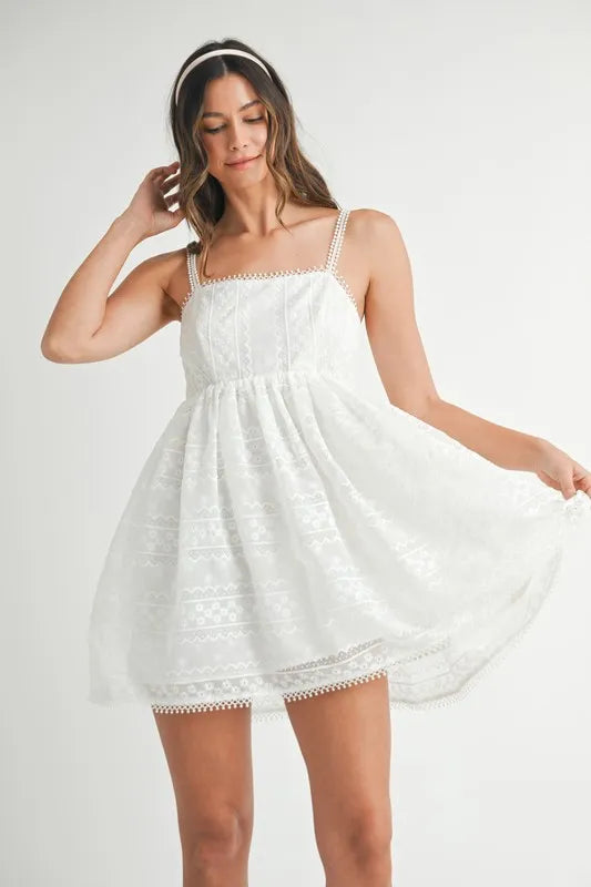 Hazel Blues® |  MABLE Eyelet Lace Babydoll Mini Cami Dress