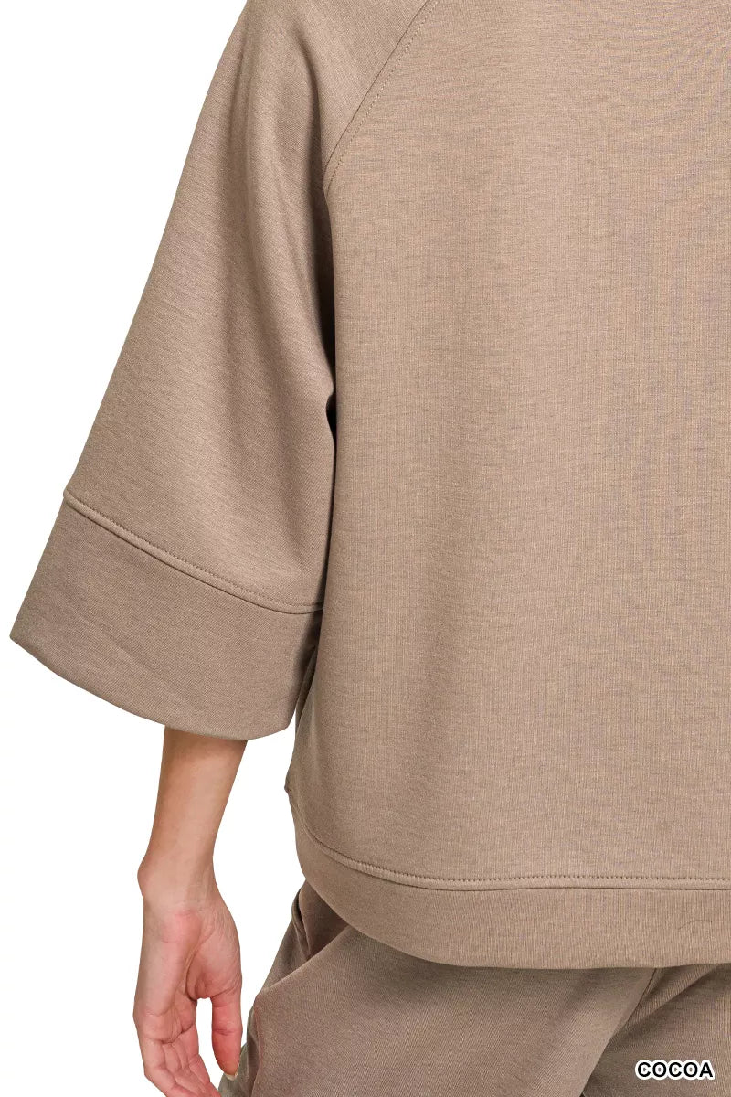 Hazel Blues® |  Zenana Scuba 3/4 Sleeve Pullover & Pants Set