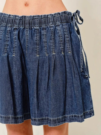 Hazel Blues® |  Pleated Elastic Waist Denim Shorts
