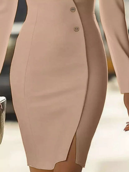 Hazel Blues® |  Long Sleeve Blazer Dress with Button Detail