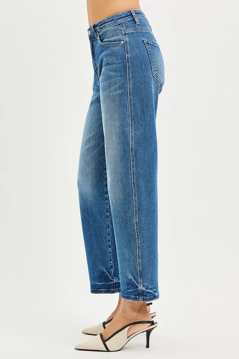 Hazel Blues® |  RISEN Slouchy Cropped Barrel Jeans