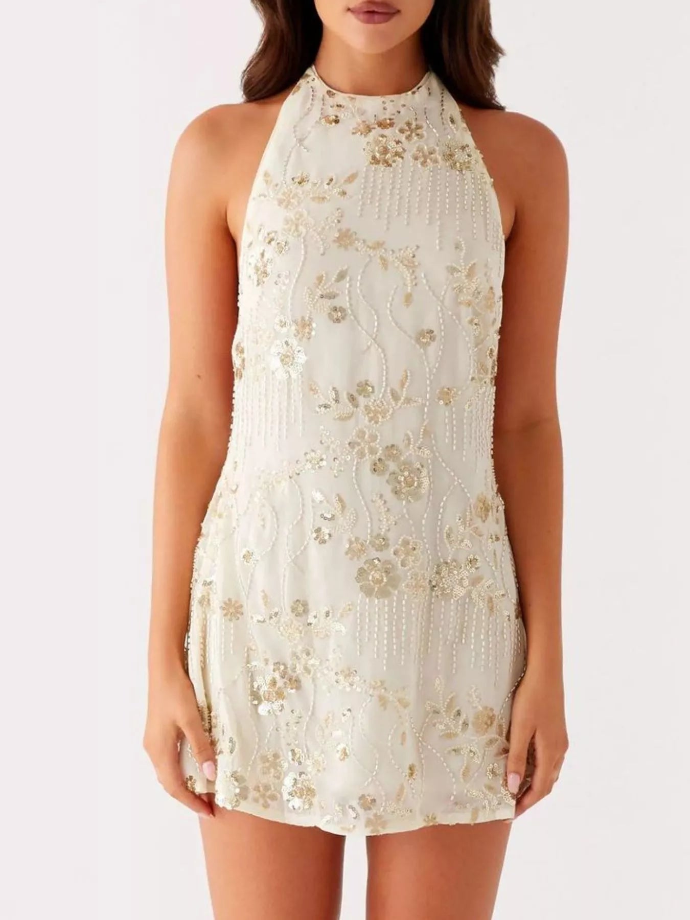 Hazel Blues® |  Sequin Beaded Halter Neck Dress