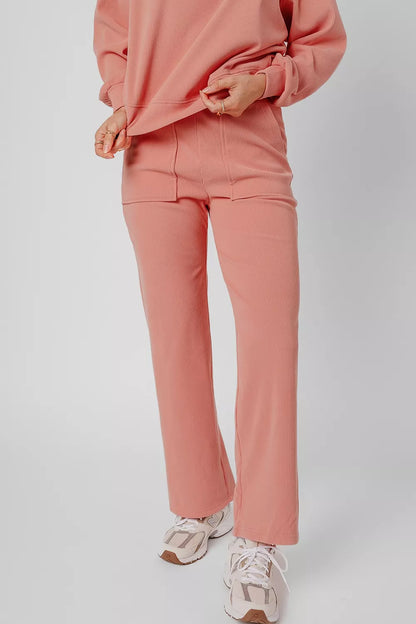 Hazel Blues® |  Ribbed Round Neck Top and Pants Set