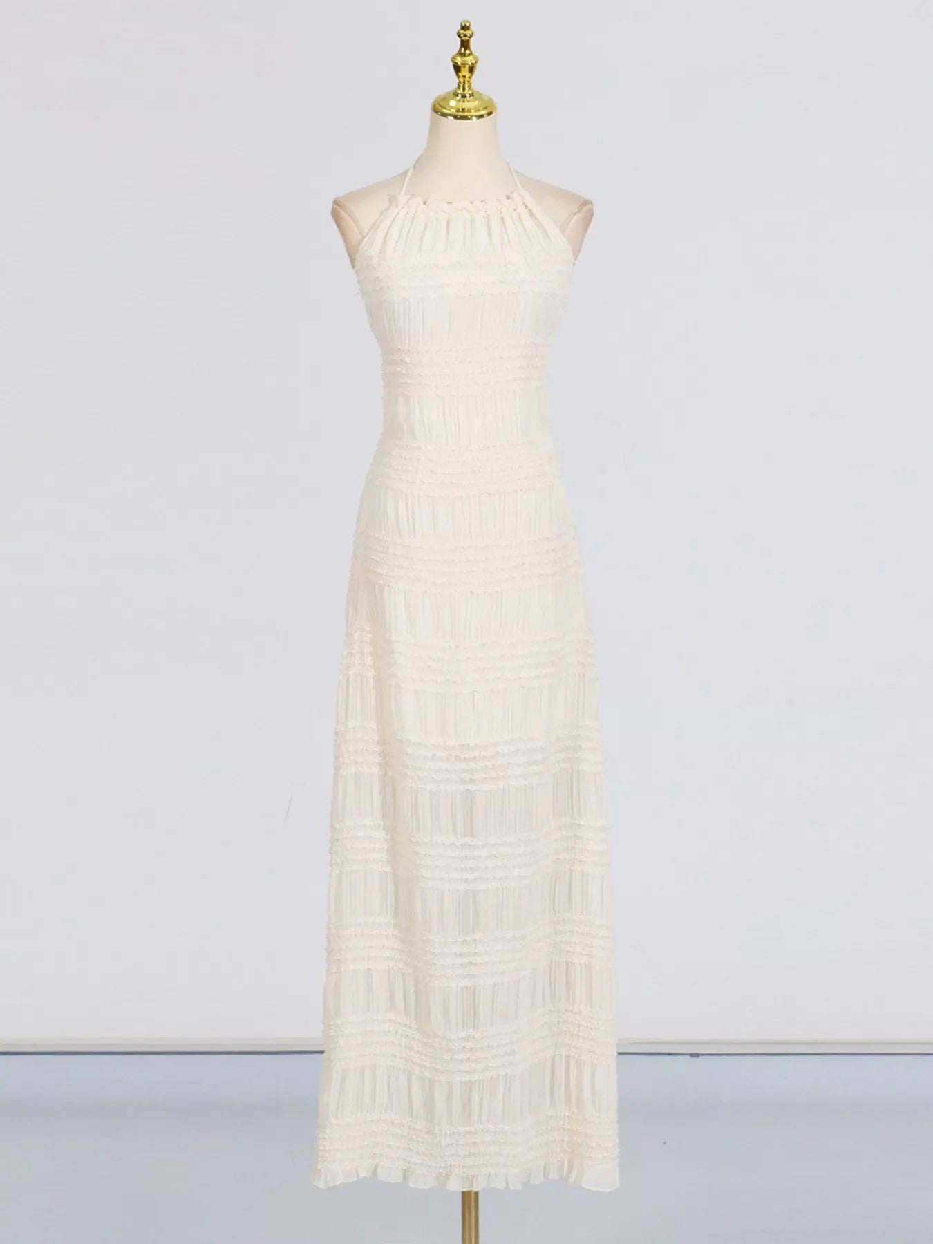 Hazel Blues® |  Ruched Halter Neck Maxi Dress