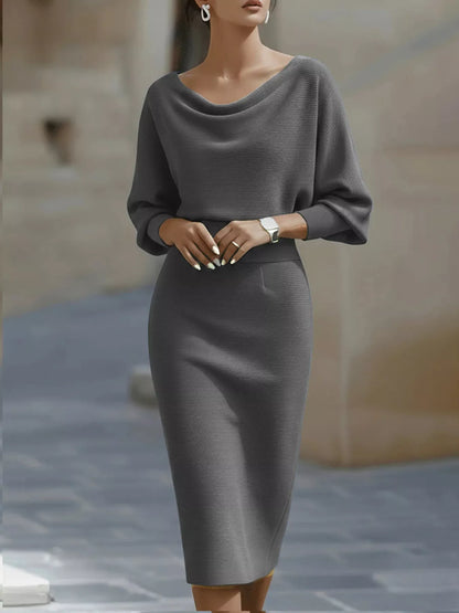 Hazel Blues® |  Cowl Neck Knit Bodycon Dress