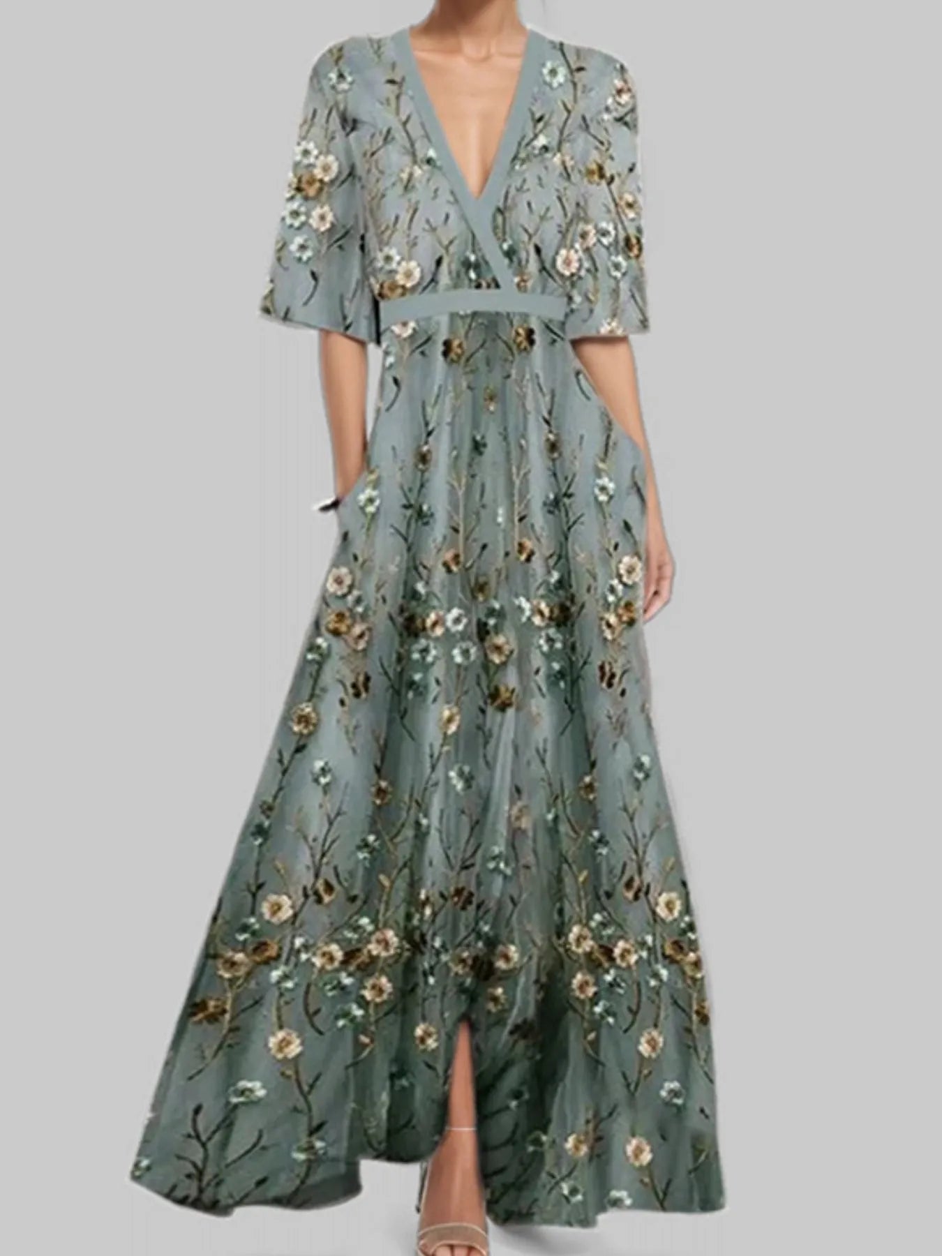 Hazel Blues® |  Floral Print Half Sleeve Maxi Dress