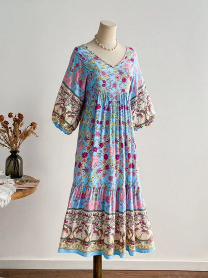 Hazel Blues® | Floral Print V-Neck Dress
