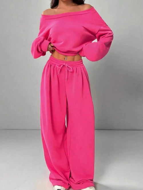 Hazel Blues® |  Boat Neck Long Sleeve Top and Pants Set