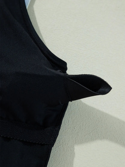 Hazel Blues® | Ruffle Trim V-Neck One-Piece Swimsuit