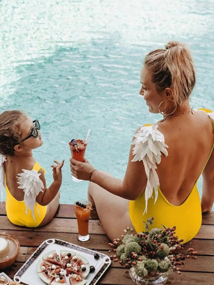 Hazel Blues® | Mommy&Me Backless Wide Strap One Piece Swimwear