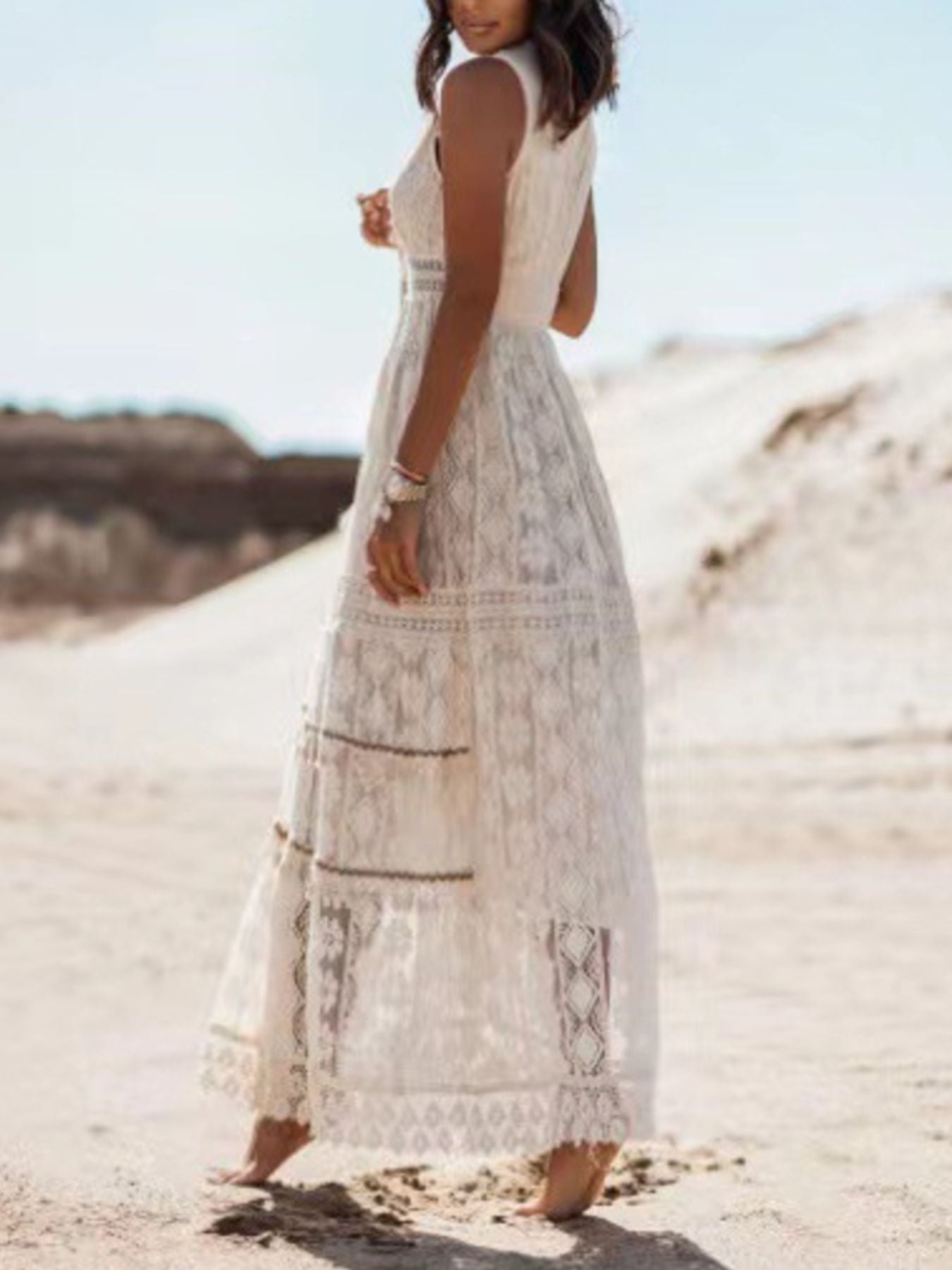 Hazel Blues® |  Lace V-Neck Sleeveless Maxi Dress