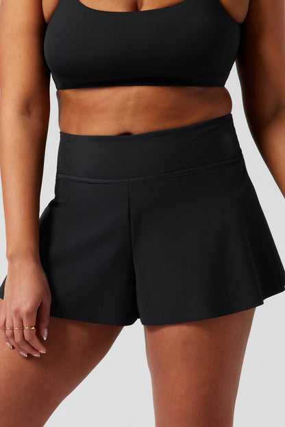 Hazel Blues® | Black Solid Color High Waist Wide Leg Swim Bottom