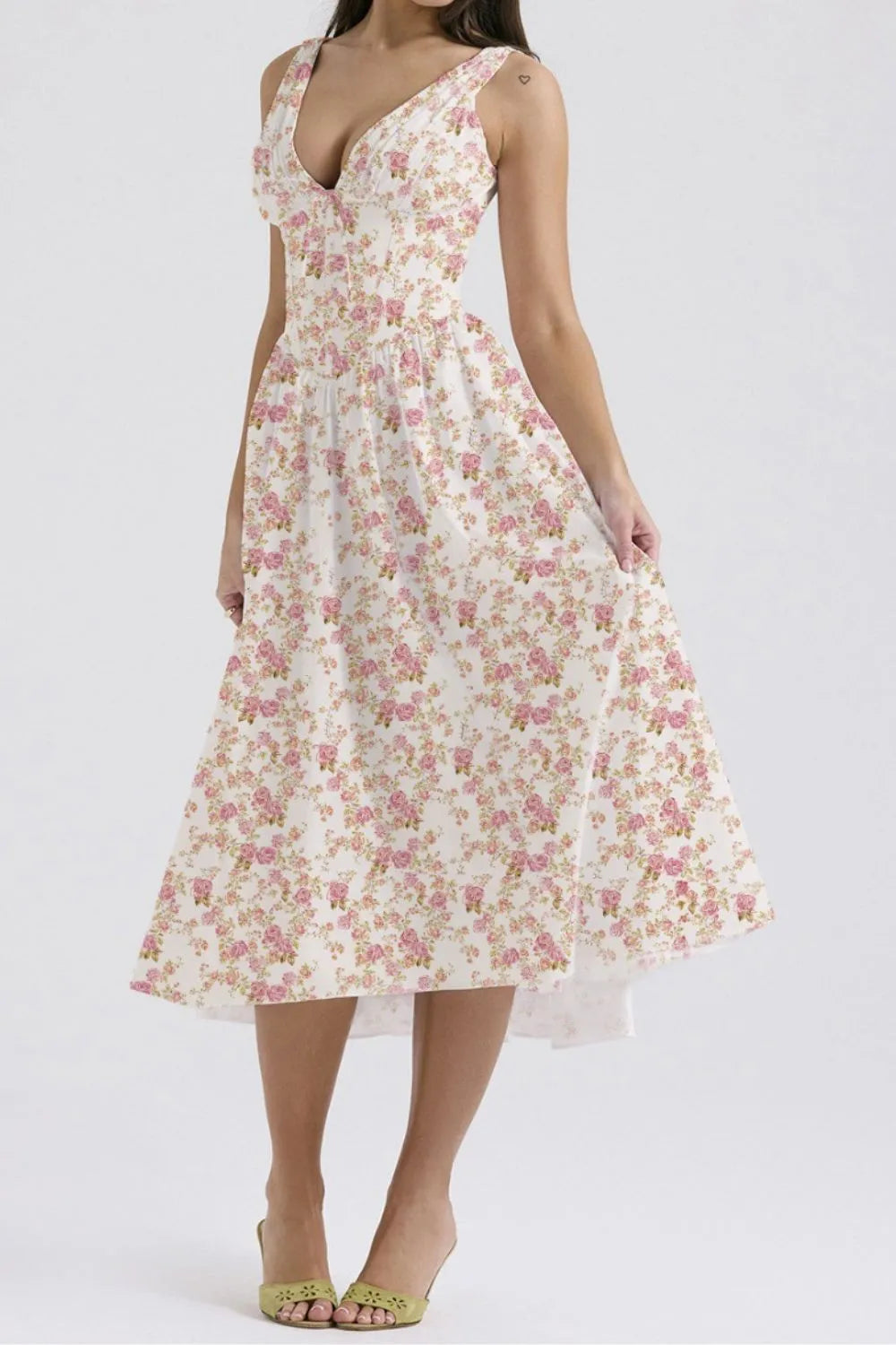 Hazel Blues® |  Floral V-Neck Sleeveless Midi Dress with Pockets