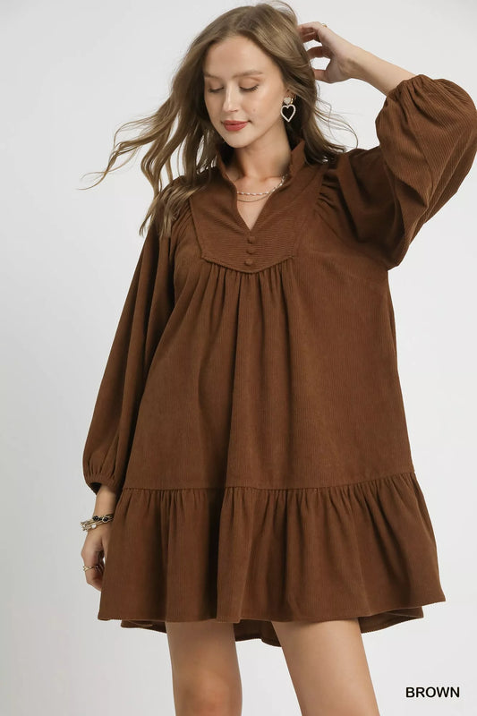 Hazel Blues® |  Umgee Corduroy Tiered Babydoll Dress