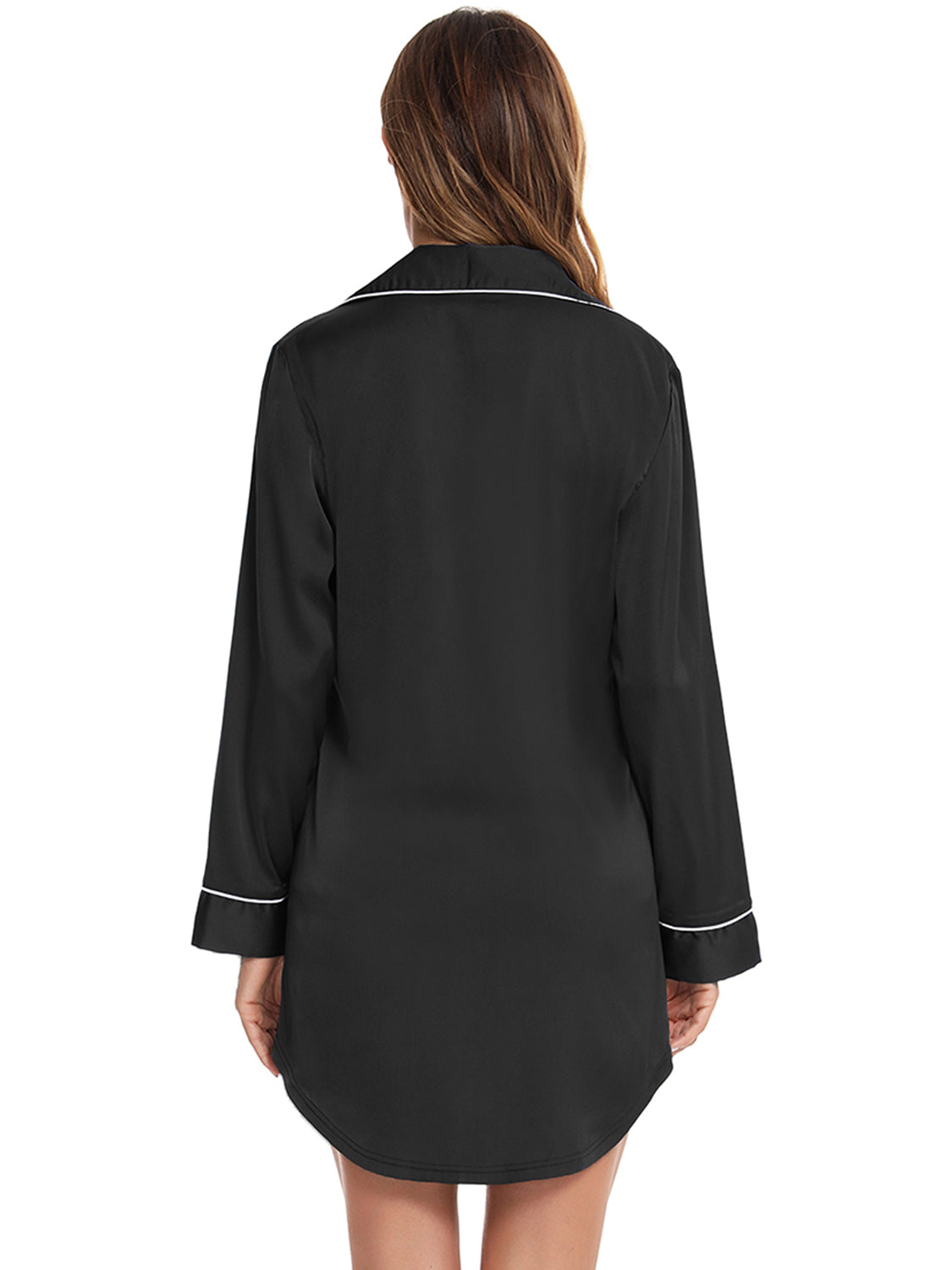 Hazel Blues® |  Button Up Lapel Collar Night Dress with Pocket