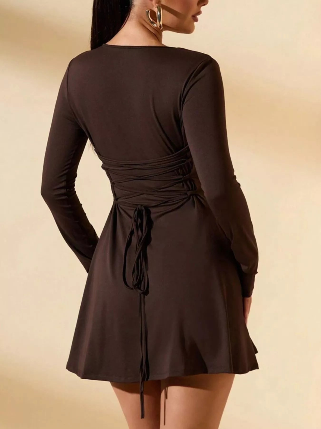 Hazel Blues® |  Round Neck Long Sleeve Mini Dress