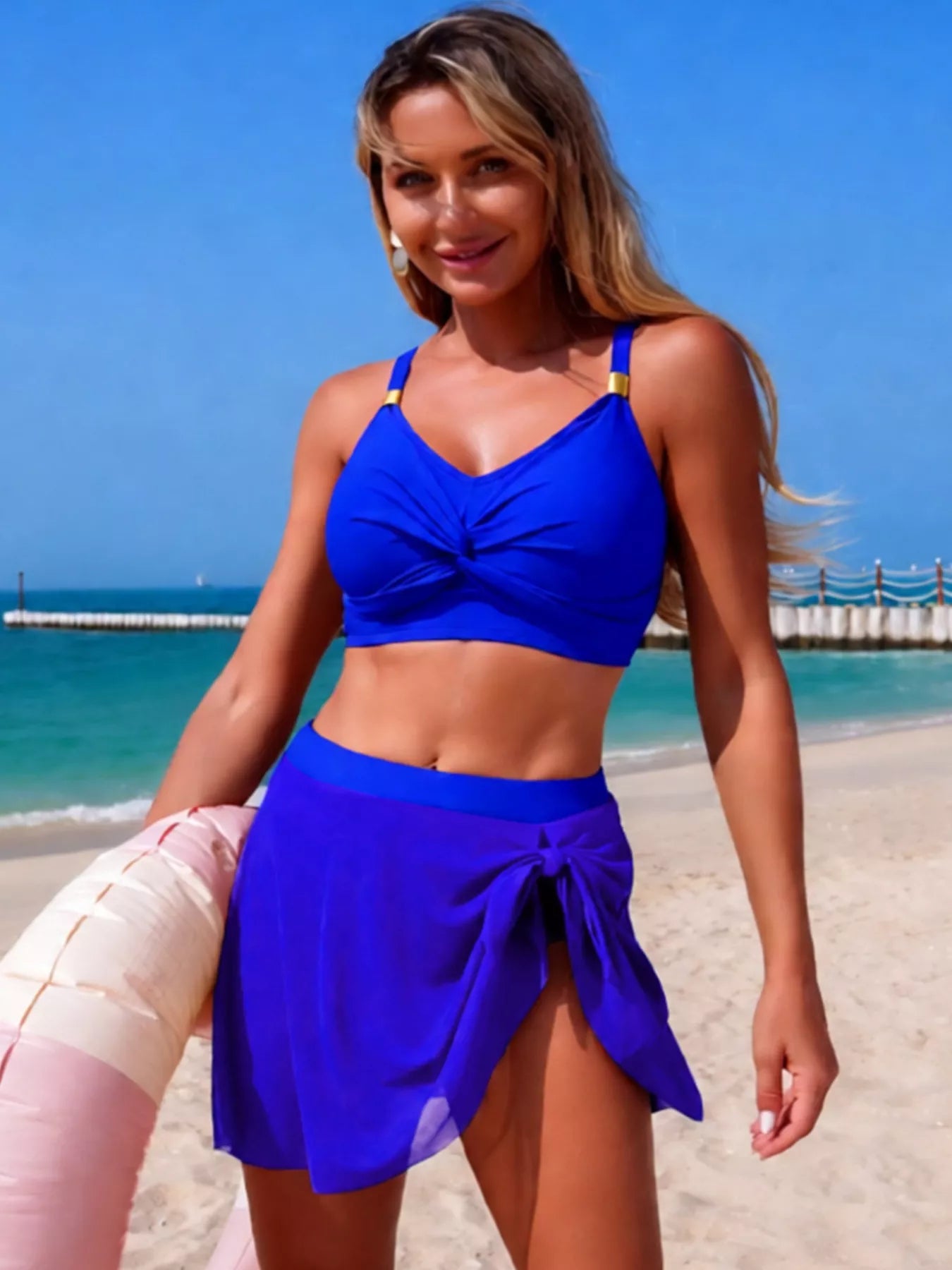 Hazel Blues® | Twist Front Cami and Skort Swim Set