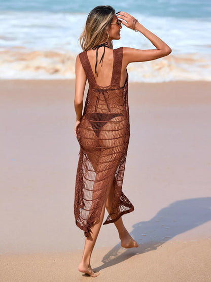 Hazel Blues® | Sleeveless Crochet Knit Slit Cover-Up Dress
