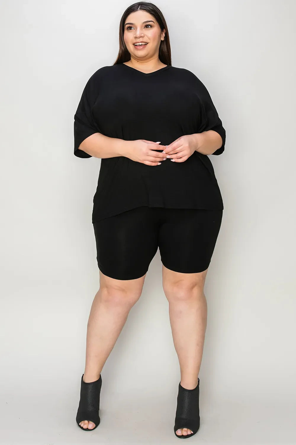 Hazel Blues® |  Basic Bae Bamboo V-Neck Drop Shoulder T-Shirt and Shorts Set