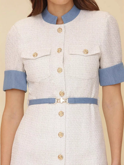 Hazel Blues® |  Contrast Button Front Mini Dress