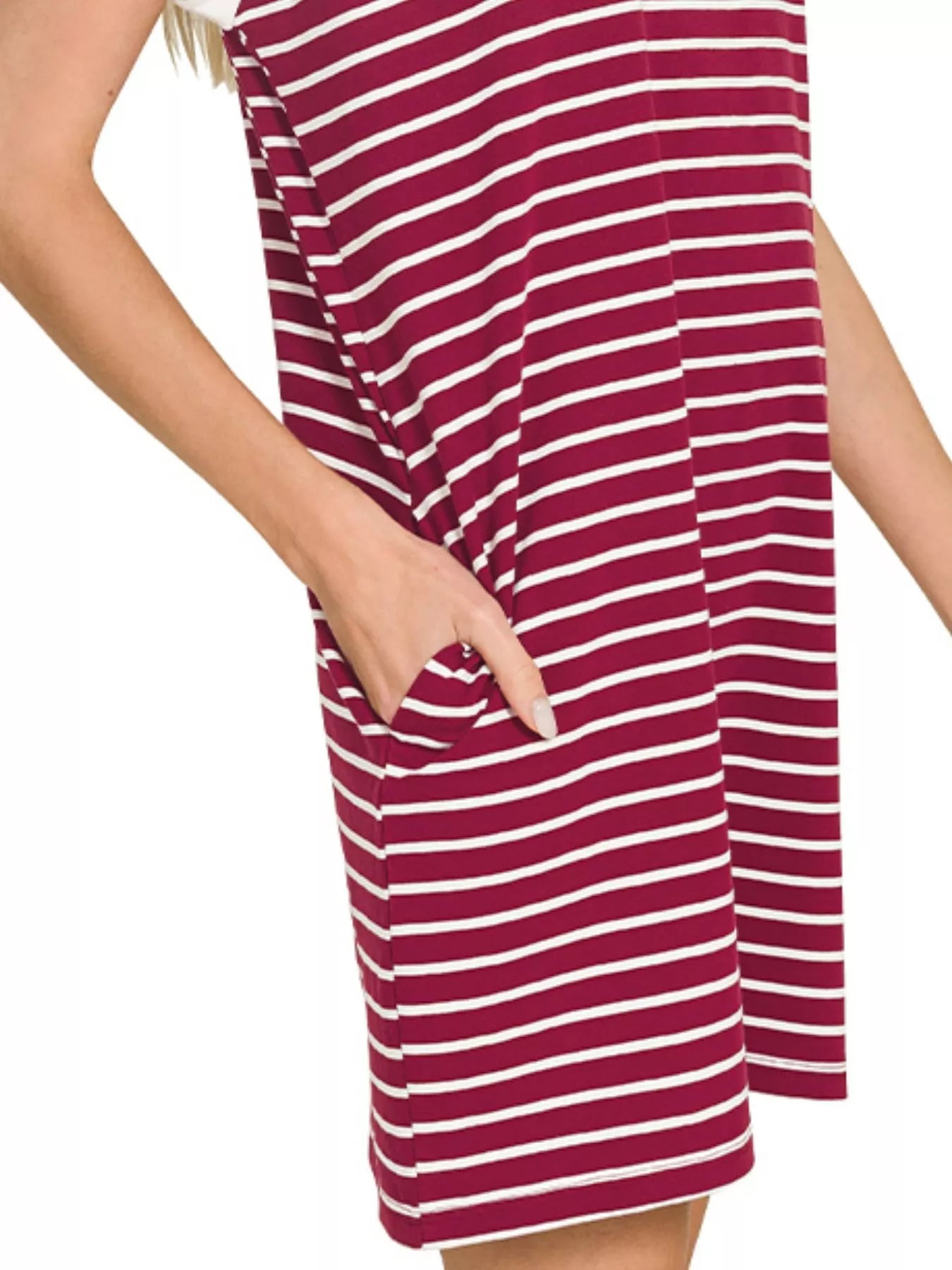 Hazel Blues® |  Zenana Contrast Trim Striped T-shirts Dress