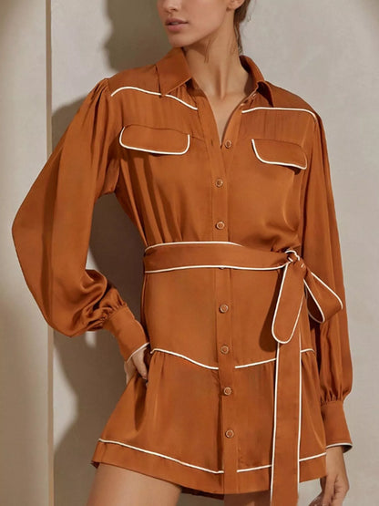 Hazel Blues® |  Button Front Long Sleeve Shirt Dress