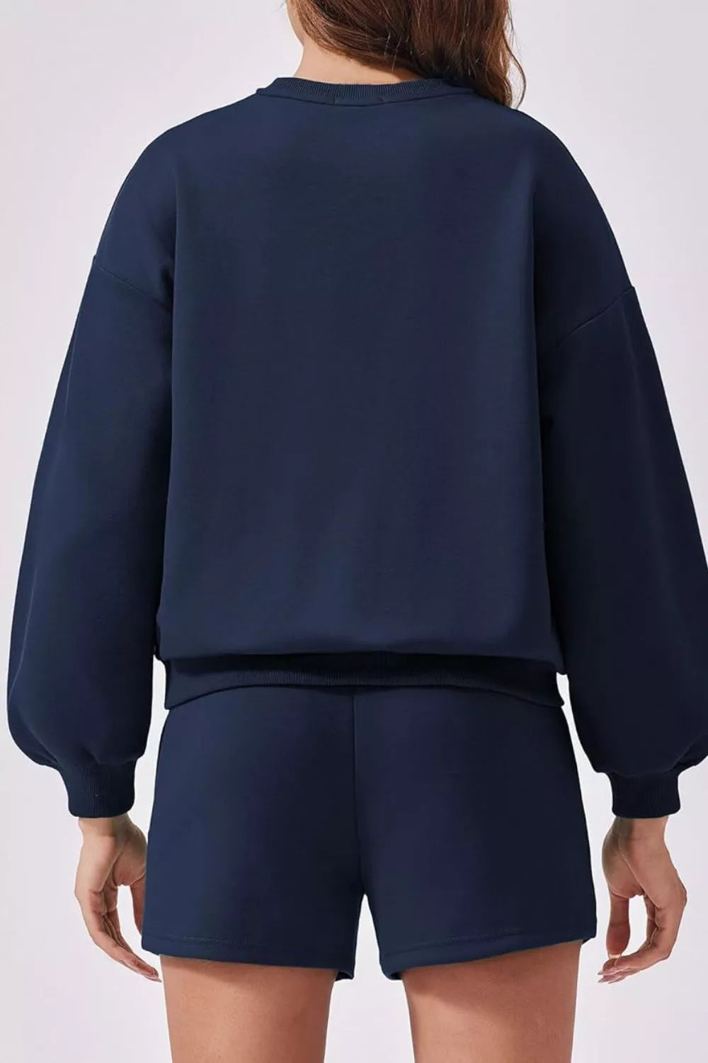 Hazel Blues® |  Round Neck Sweatshirt and Shorts Set