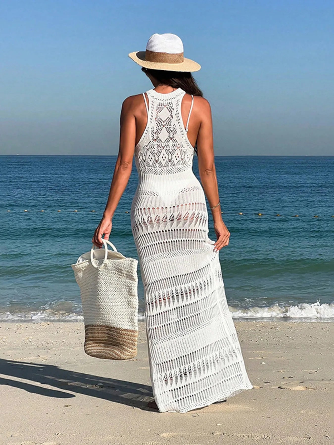 Hazel Blues® | Crochet Sleeveless Split Cover-Up Maxi Dress