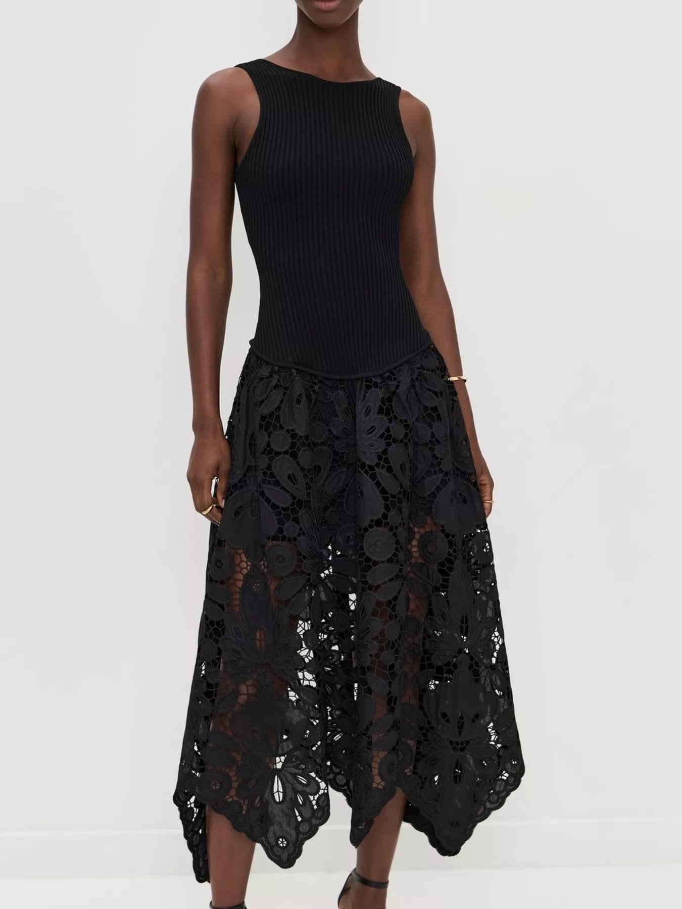 Hazel Blues® |  Sleeveless Ribbed Crochet Midi Dress