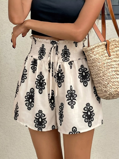 Hazel Blues® |  Smocked Waist Printed Shorts