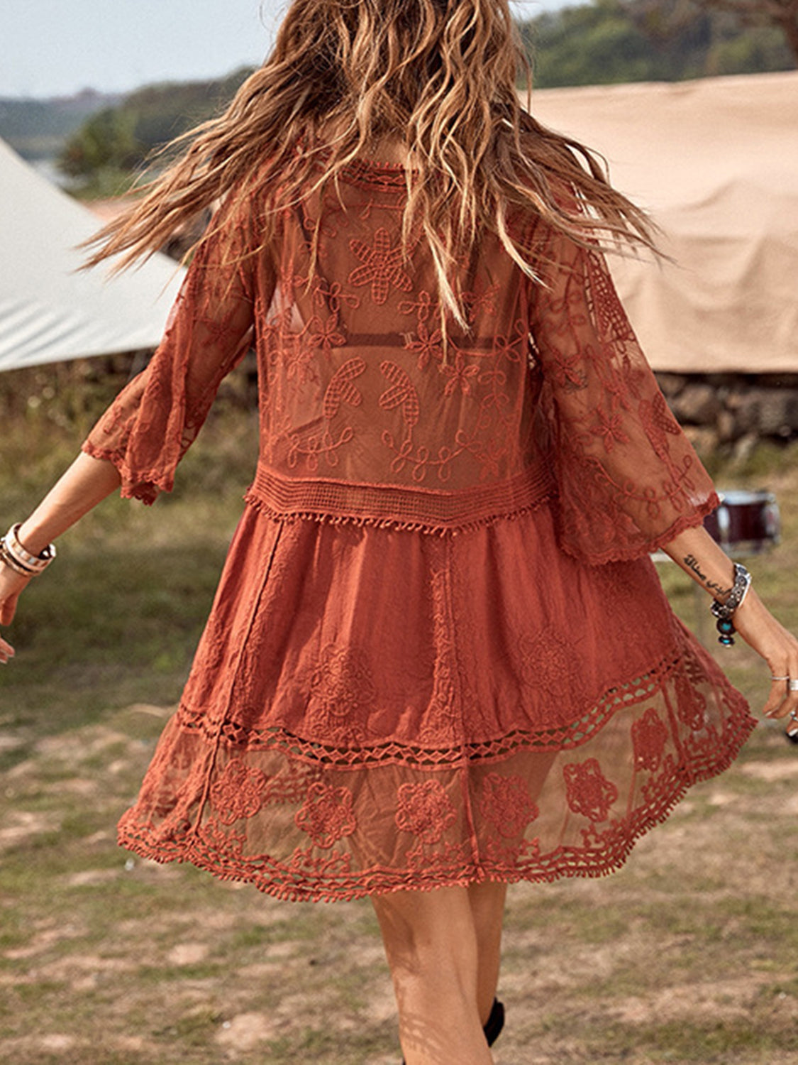 Hazel Blues® | Lace Detail Plunge Cover-Up Dress
