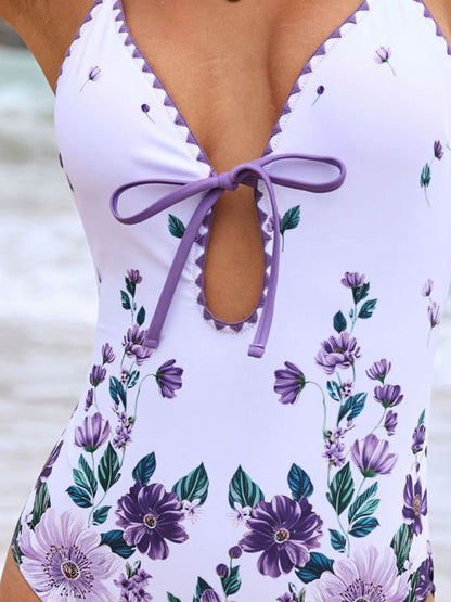 Hazel Blues® | Printed Spaghetti Strap One-Piece Swimwear and Cover Up Swim Set