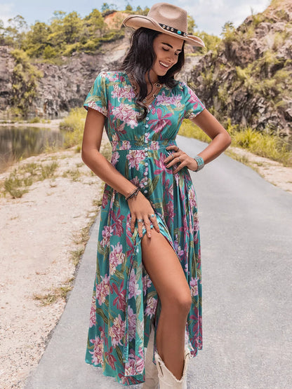 Hazel Blues® |  Floral Print Short Sleeve Dress