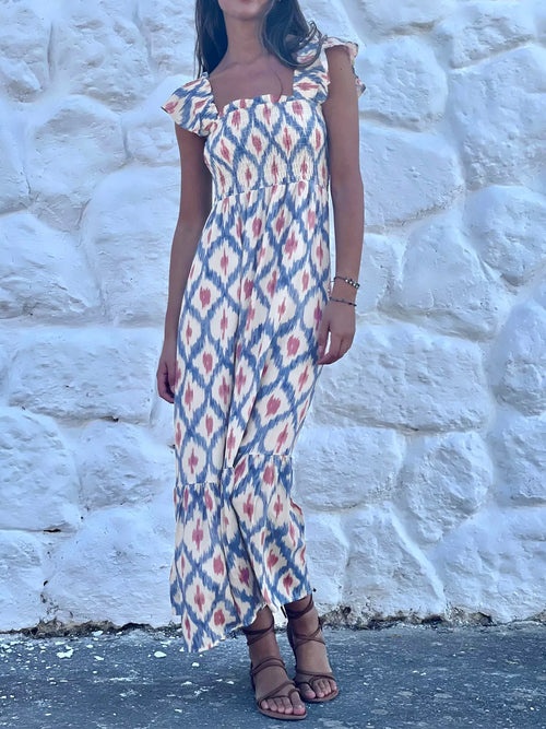 Hazel Blues® |  Smocked Ruffle Sleeve Maxi Dress