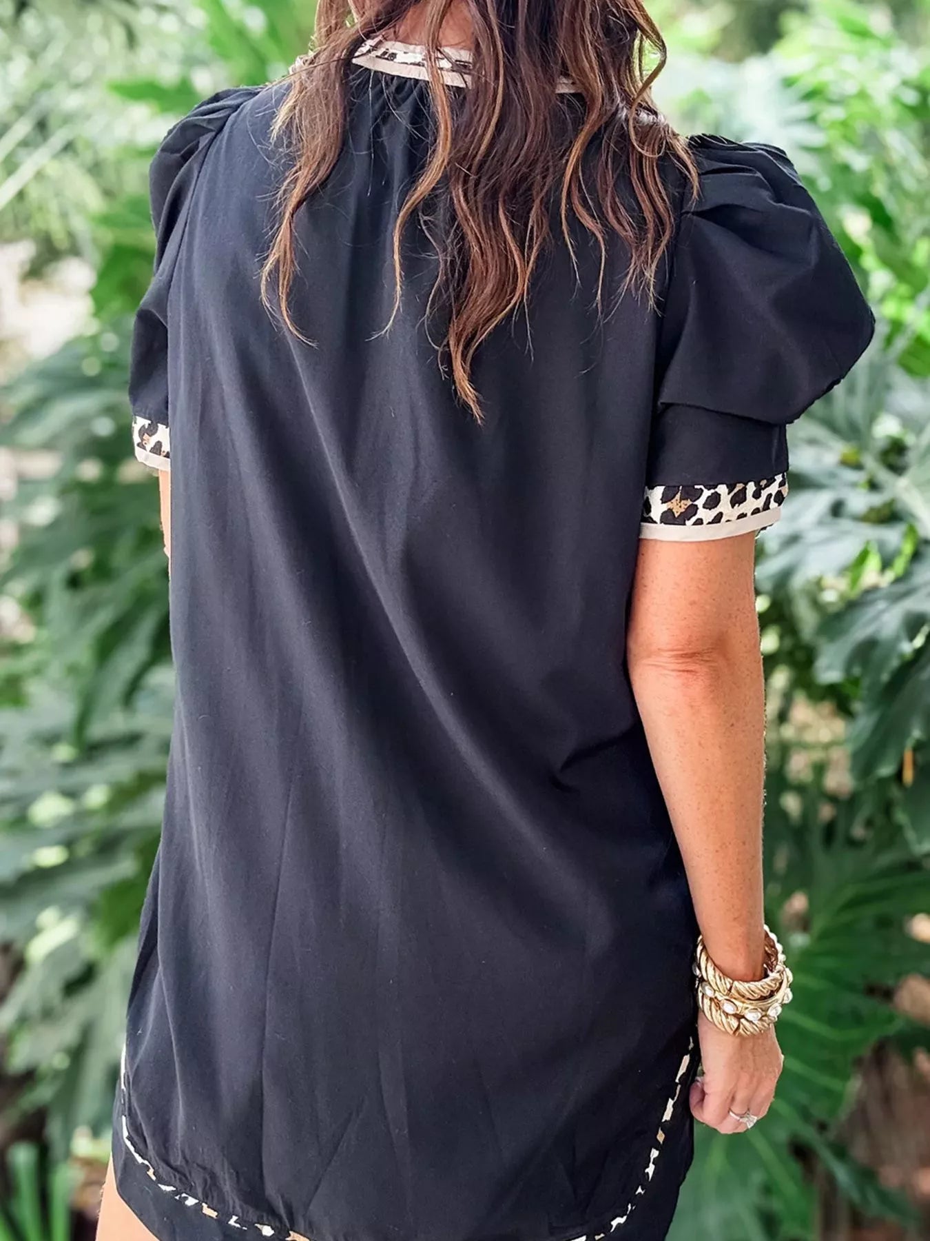 Hazel Blues® |  Notched Puff Sleeve Mini Dress