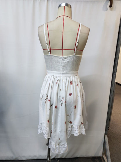 Hazel Blues® |  Floral Print Lace Trimmed Asymmetrical Hem Cami Dress