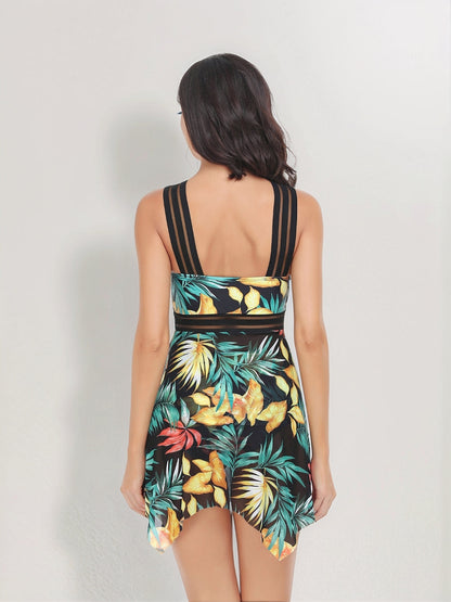 Hazel Blues® | Cutout Printed Two-Piece Swim Set