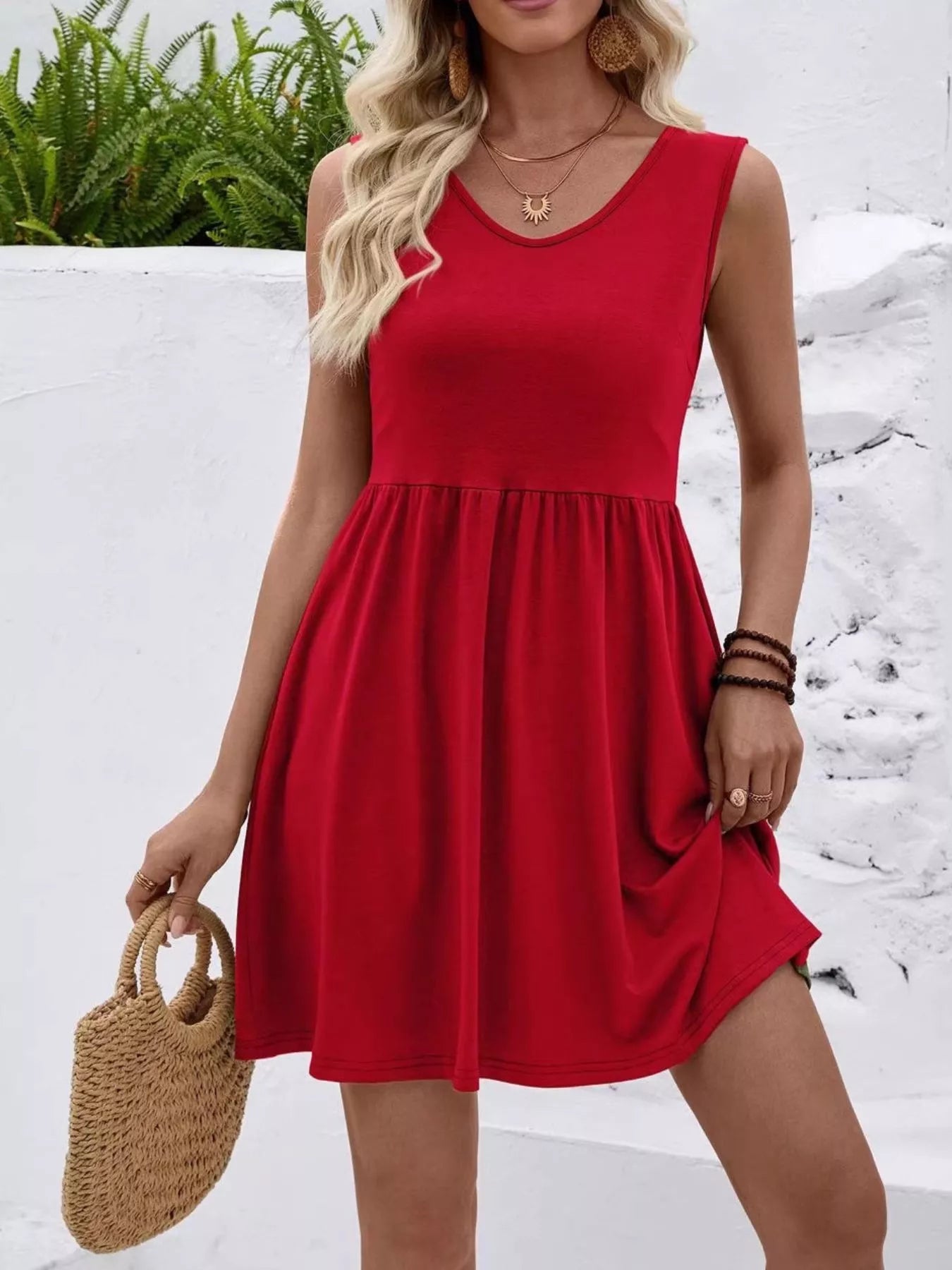 Hazel Blues® |  V-Neck Sleeveless Mini Dress