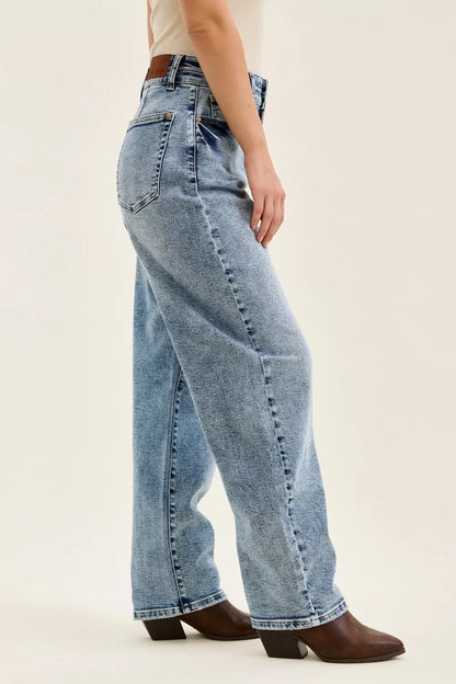 Hazel Blues® | Judy Blue High Waist Marlow Arc Leg Jeans with Double Waistband
